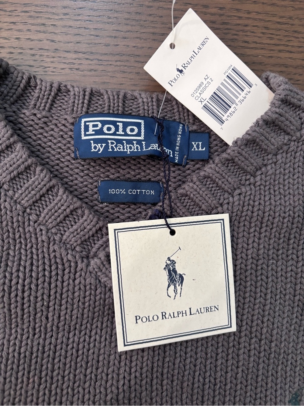 Ralph Lauren Men’s Olive Gray V-Neck Cotton Sweater vintage. NWT - Picture 3 of 4